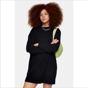 Oversize Long Sleeve Funnel Neck Sweater Dress Black 8 10 12